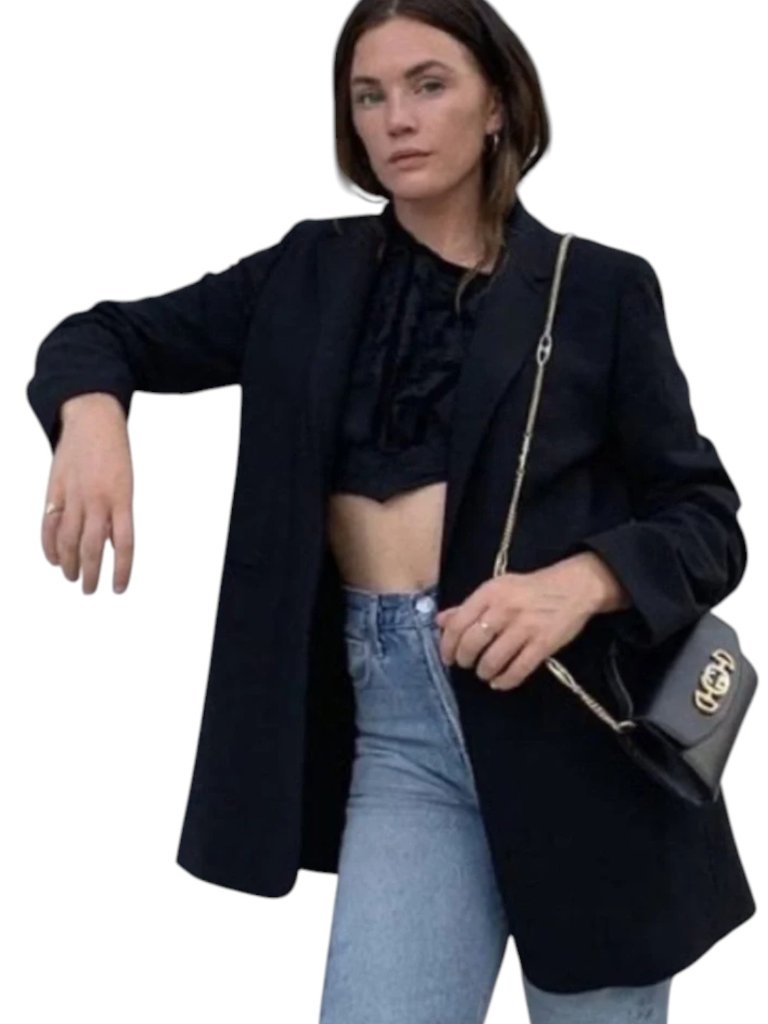 Lafayette 148 Virgin Wool 3 Button Black Blazer